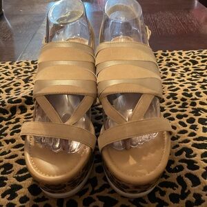 Donald J. Pliner Beige Strappy Wedges
